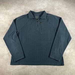 L.L. Bean Blue Soft Fleece Lightweight Quarter Zip Pullover